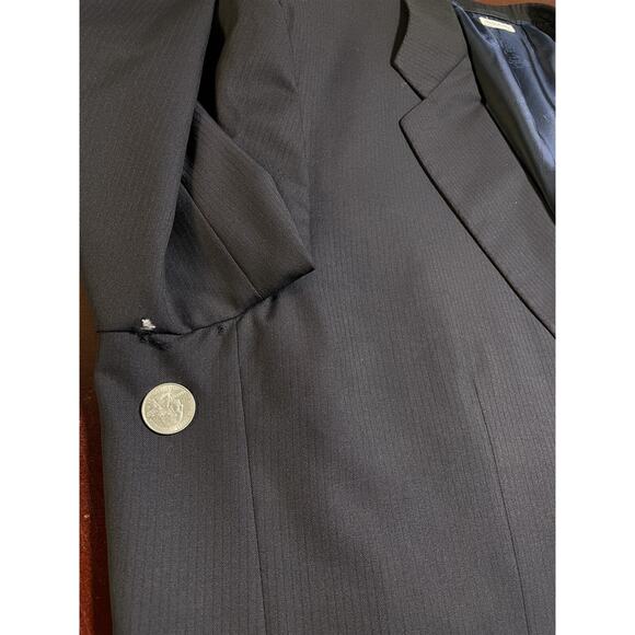 Brioni Navy Blue Tonestripe Super 180's Wool 2-Btn Blazer Jacket 50R - Picture 12 of 13